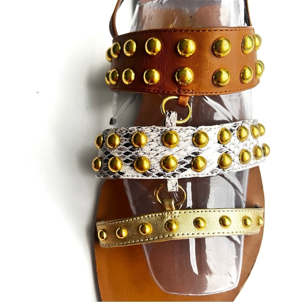 Jessica Simpson dressy flat sandals KARI studded Gold Combo New Metallic sz 10 - Picture 7 of 14